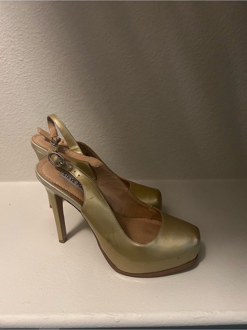 Steve Madden Metallic Gold Slingback Platform Heels